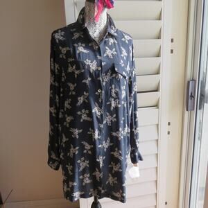 NWT JONES NEW YORK Women's Dark Blue Long Sleeves Pockets Shirt Dress Size XL